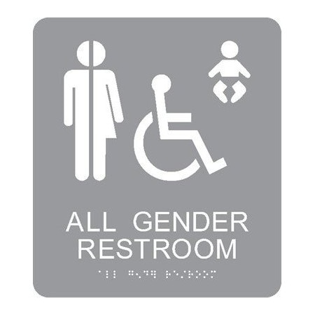 Nmc All Gender Restroom Braille Ada Sign, ADA23GR ADA23GR